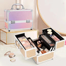 Axyaa Mermaid Lock Makeup Box with 4 Trays: Cosmetic & Jewelry Storage Suitcase