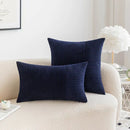 Axyaa Navy Blue Corduroy & Striped Boho Pillow Cover