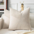 Axyaa Boho Windmill Pattern Corduroy Throw Pillow Covers 18x18 Inch