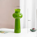 Axyaa Green Glass Vase Hydroponics Plant Pot for Table Decoration Aesthetic Floral Room Decor