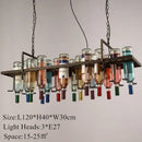 Axyaa Industrial Rust Metal Wine Bottle Chandelier LED Pendant Lamp