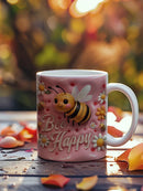 Axyaa 3D Bee & Flower Ceramic Mug - 350ml Cup for Nature Lovers