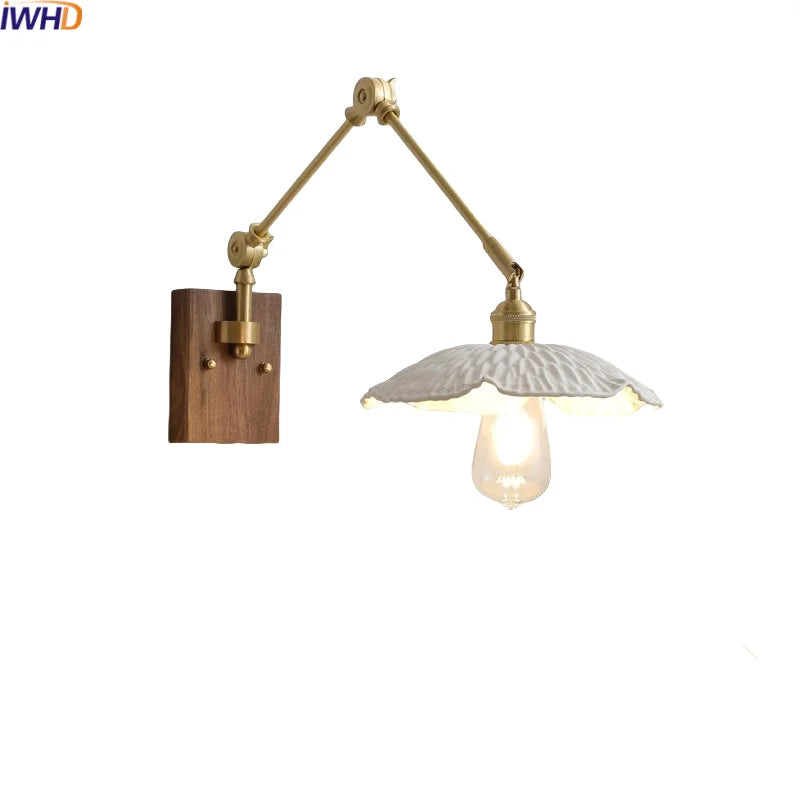Axyaa Ceramic Copper Swing Arm LED Wall Light for Home Decor
