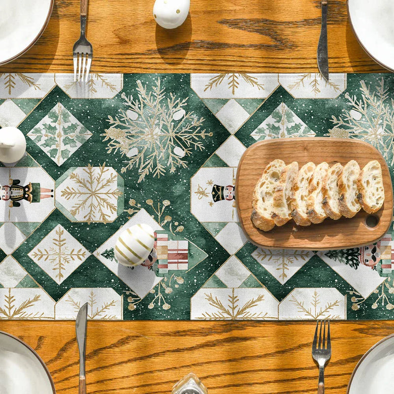 Axyaa Nutcracker Geometry Table Runner, Perfect for Dining and Party Decor