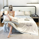 Axyaa Embroidered Silk Bedspread Quilt - Luxury Breathable Comforter