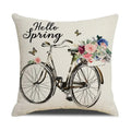 Axyaa Spring Flowers Linen Pillowcase: Bike Truck Print Cushion Cover 45x45CM