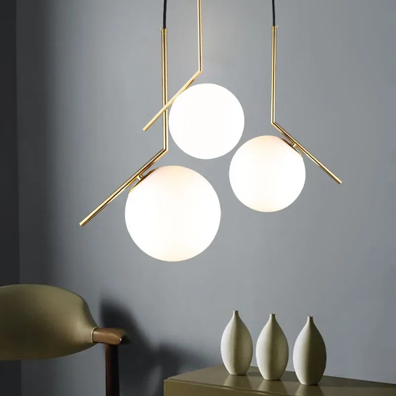 Axyaa Metal Pendant Lights Glass Ball Nordic Decor Hanging Lamp