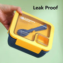 Axyaa 4-Grid Leakproof Bento Lunch Box with Tableware - Portable and Microwave-Safe