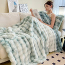 Axyaa Faux Rabbit Fur Gradient Blanket: Super Soft, Fluffy, Pink & White Luxury Throw