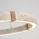 Axyaa Travertine Pendant Chandelier: Natural Stone Ceiling Light for Dining Room