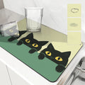 Axyaa Halloween Black Kitchen Drying Mat - Quick Dry Dish Draining Pad