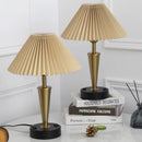 Axyaa Fabric Shade USB Table Lamp with 2 USB Ports & Outlet on Metal Base