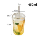 Axyaa Can Glass Set with Dome Lids, Glass Straw, 450ML Capacity