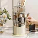 Axyaa Rotating Birdcage Makeup Brush Holder with Clear Lid - Vanity Cosmetic Storage