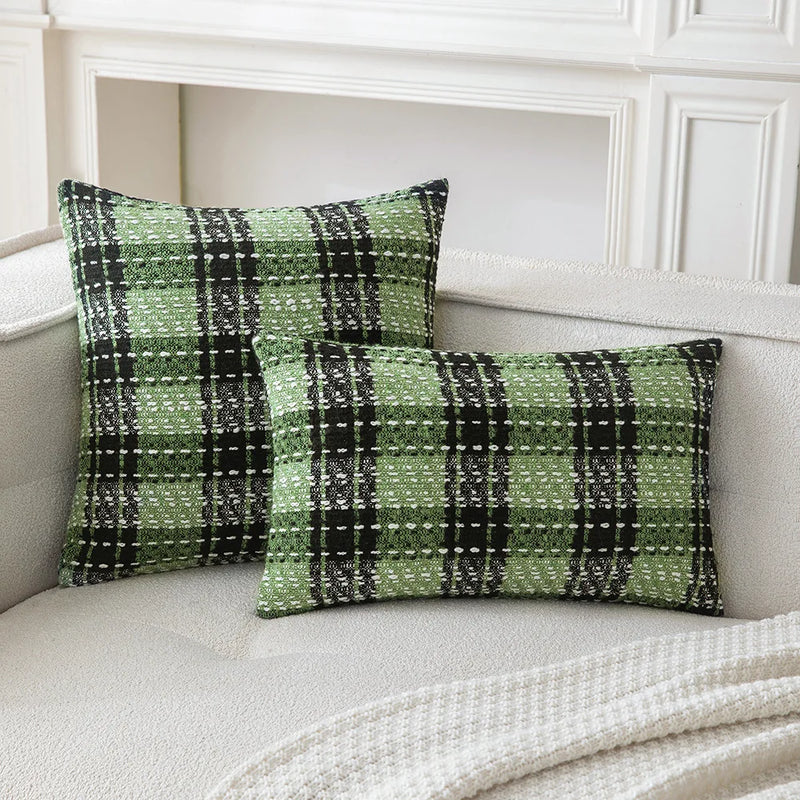 Axyaa Checked Cushion Cover Home Decor Pillow for Living Room