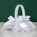 Axyaa Lace White Flower Girl Basket for Wedding & Bridal Events