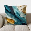 Axyaa Gold & Teal Marbled Cushion Cover - Abstract Pattern for Sofa, Bedroom, Car