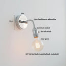 Axyaa White Glass LED Wall Light - Nordic Modern Adjustable Arm Bedside Lamp