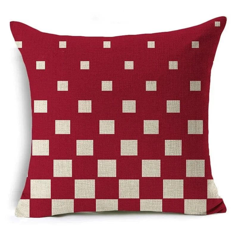 Geometric Linen Seat Cover 45x45cm for Home Decor - Axyaa