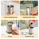 Axyaa Stainless Steel Folding Water Cup with Lid - Portable Travel Camping Mug