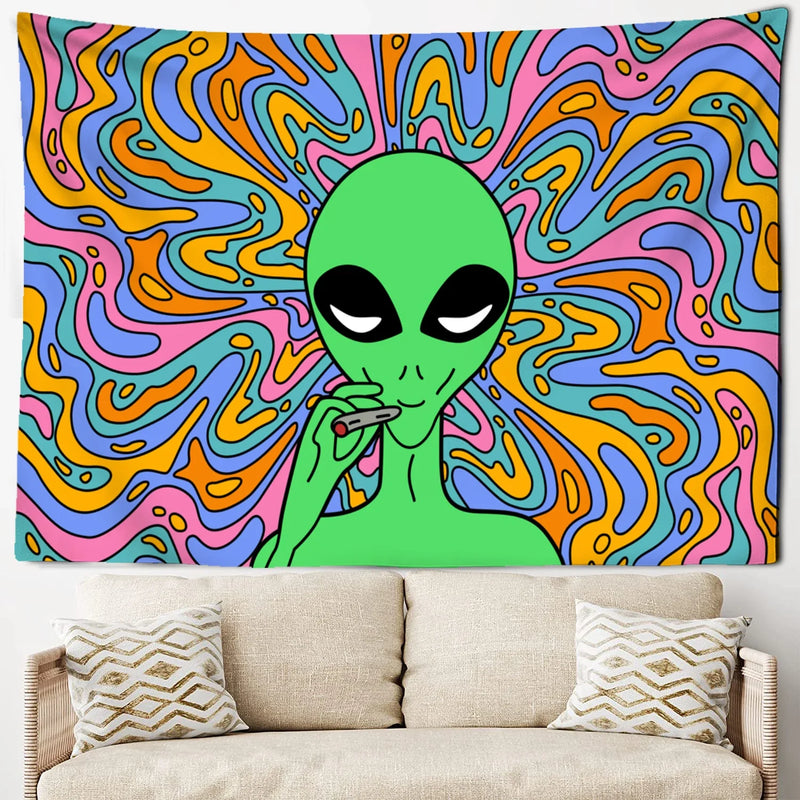Axyaa Mushroom Skull Psychedelic Tapestry Sunshine Hippie Flowers Wall Tapestry