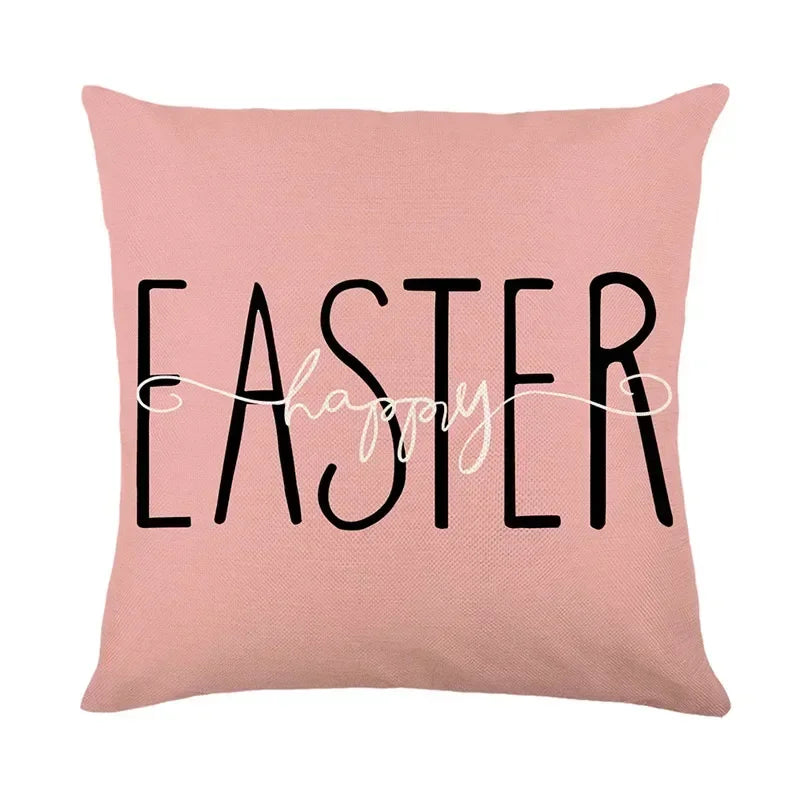 Easter Bunny Eggs Pillowcase 45x45cm Linen Pillow Covers, Axyaa Home Decor Brand