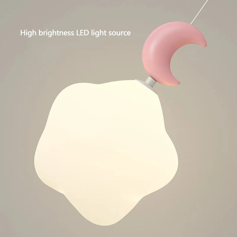 Axyaa Kids Moon Star Cloud Pendant Lamps - Creative Mini Wall Light for Bedside & Aisle