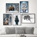 Axyaa Winter Snow Animals Canvas Wall Art Print for Living Room
