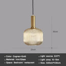 Axyaa Striped Glass Lantern Chandelier LED Pendant Lights for Dining Room Kitchen