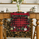 Axyaa Christmas Dwarf Gift Table Runner Holly Poinsettia Farmhouse Decor