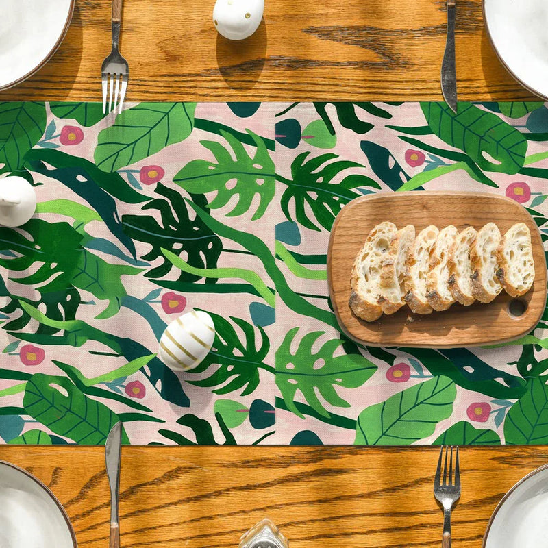 Axyaa Tropical Flowers Table Runner: Kitchen & Holiday Party Decor