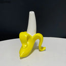 Axyaa Banana Ceramic Vase - Artificial Flowers Desk Decoration
