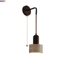 Axyaa Wood Yellow Stone Pull Chain Wall Light with Adjustable Wire, LED Indoor Bedroom Lamp