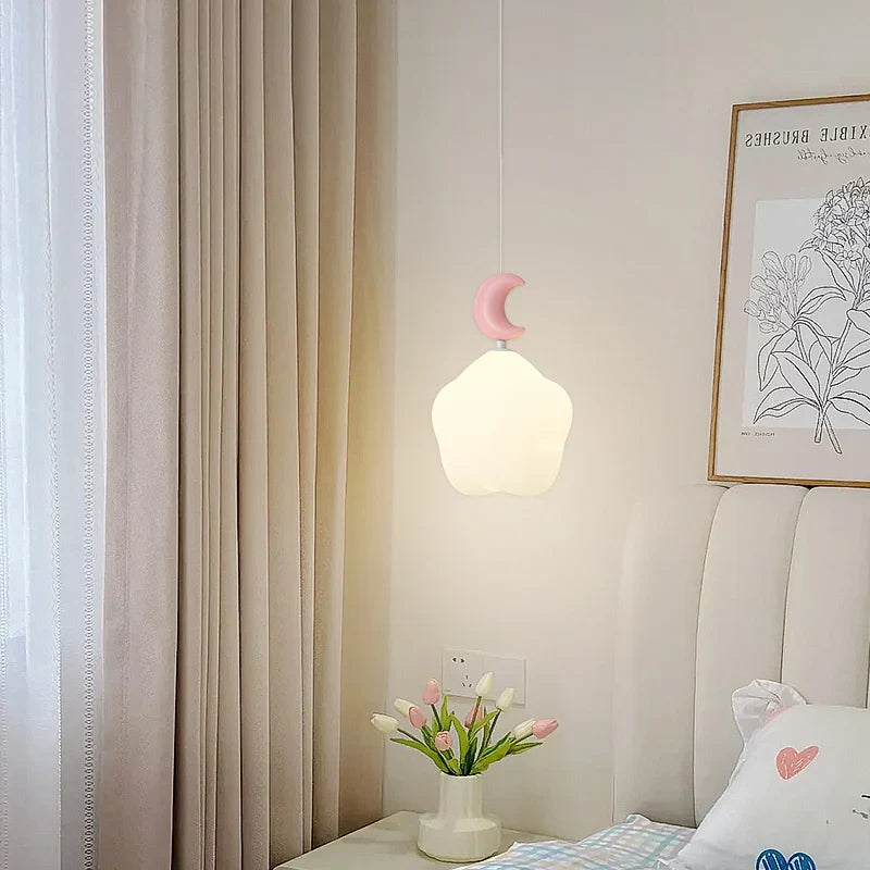 Axyaa Kids Moon Star Cloud Pendant Lamps - Creative Mini Wall Light for Bedside & Aisle