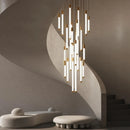 Axyaa Luxury Gold/Black Staircase Chandelier for Modern Living Spaces