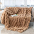 Luxurious Toscana Rabbit Fur Blanket by Axyaa: Soft Double-sided Bubble Fleece Blanket