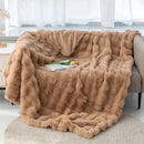 Luxurious Toscana Rabbit Fur Blanket by Axyaa: Soft Double-sided Bubble Fleece Blanket