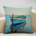 Axyaa Boat Pattern Linen Cushion Cover for Home Sofa Decor