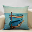 Axyaa Boat Pattern Linen Cushion Cover for Home Sofa Decor