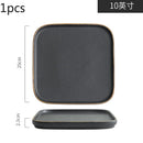 Axyaa Black Frosted Ceramic Steak Plates Set - Western Specialty Tableware