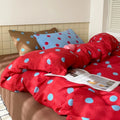 Axyaa Retro Dot Mixed Color Duvet Cover Set, Queen Size, Washed Cotton, Skin-friendly