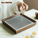 Axyaa Walnut Tea Tray Dual Purpose Drainage Holder for Tea Ceremony