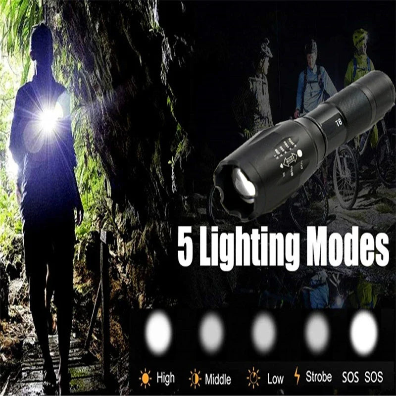 Axya T-6 LED Tactical Flashlight - Waterproof Aluminum Alloy Torch