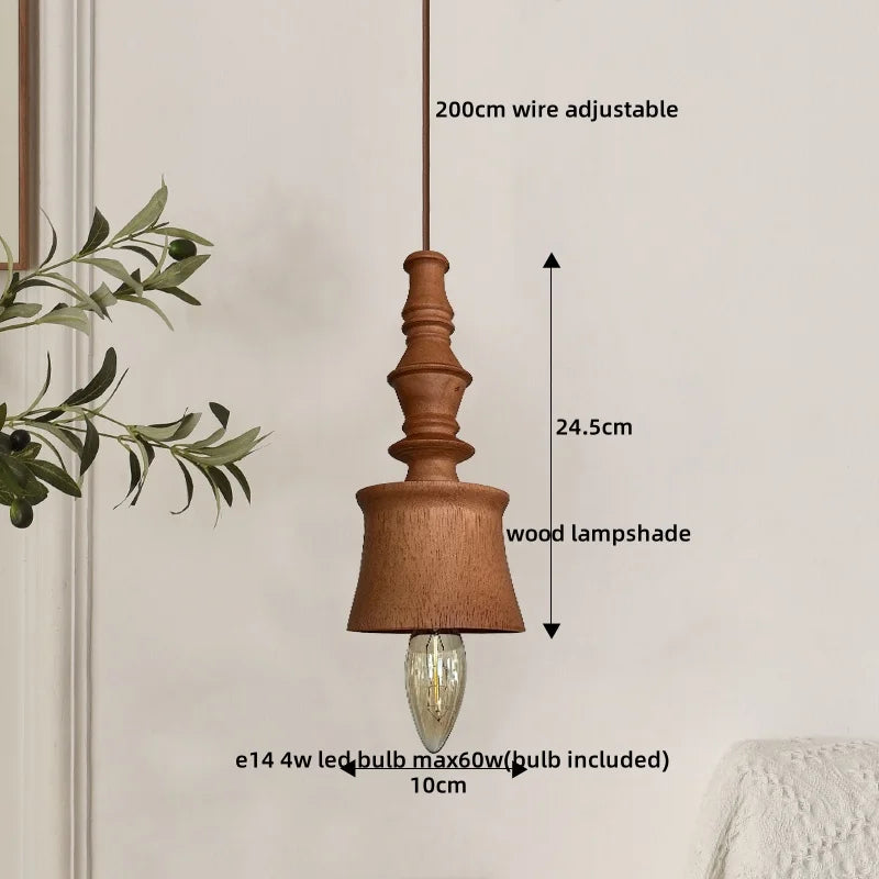 Axyaa Japanese Style LED Pendant Lights: Wooden Hanging Lamp for Home, Bedroom, Living Room, Restaurant