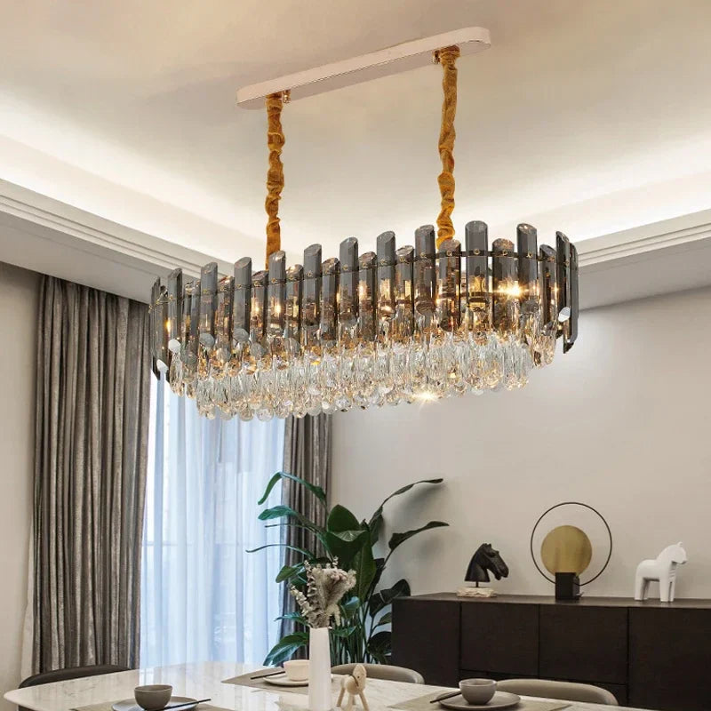 Axyaa Crystal Pendant Chandelier for Luxury Living and Dining Room Lighting