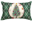 Christmas Green Linen Pillowcase by Axyaa - Festive Holiday Cushion Cover