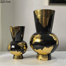 Axyaa Gold Foil Ceramic Vase for Flower Arrangement and Room Decor