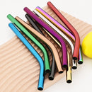 Axyaa Stainless Steel Wide Bent Straw Set with Cleaning Brush