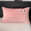 Axyaa Cartoon Big Eye Fleece Pillowcase 48*74 - Coral Velvet Embroidered Pillow Cover