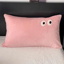 Axyaa Cartoon Big Eye Fleece Pillowcase 48*74 - Coral Velvet Embroidered Pillow Cover